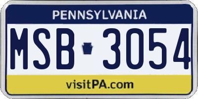 PA license plate MSB3054