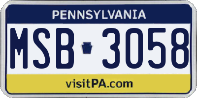 PA license plate MSB3058
