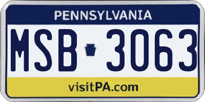 PA license plate MSB3063
