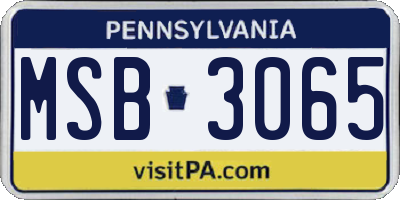 PA license plate MSB3065