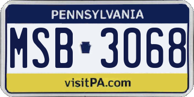 PA license plate MSB3068