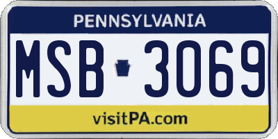 PA license plate MSB3069
