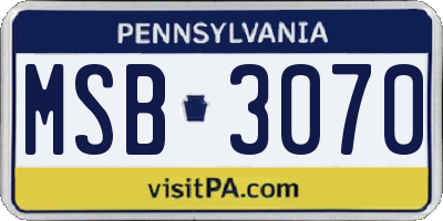 PA license plate MSB3070