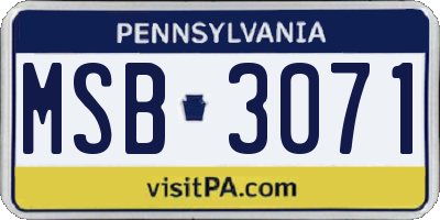 PA license plate MSB3071