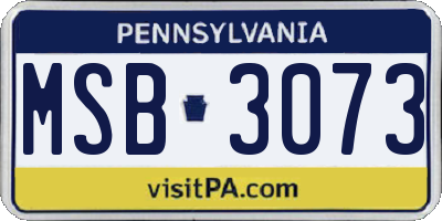 PA license plate MSB3073