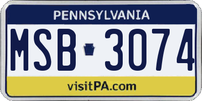 PA license plate MSB3074