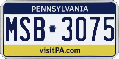 PA license plate MSB3075