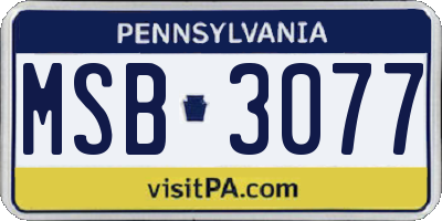 PA license plate MSB3077