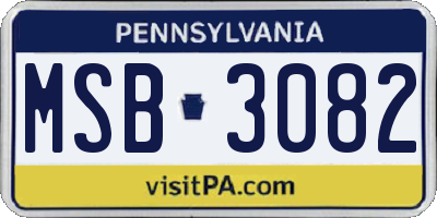 PA license plate MSB3082