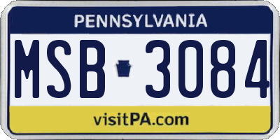 PA license plate MSB3084