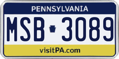PA license plate MSB3089