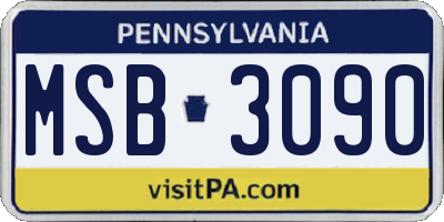PA license plate MSB3090