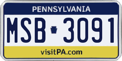 PA license plate MSB3091