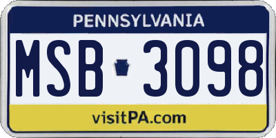 PA license plate MSB3098