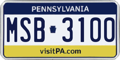 PA license plate MSB3100