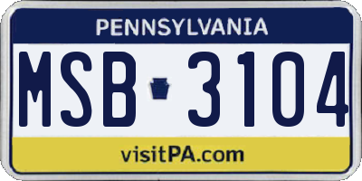 PA license plate MSB3104