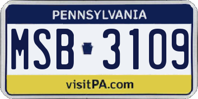 PA license plate MSB3109