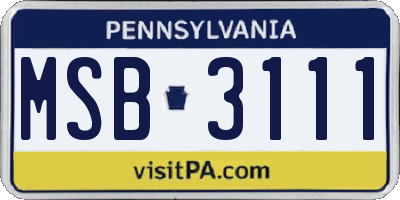 PA license plate MSB3111