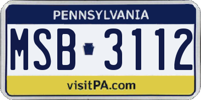 PA license plate MSB3112