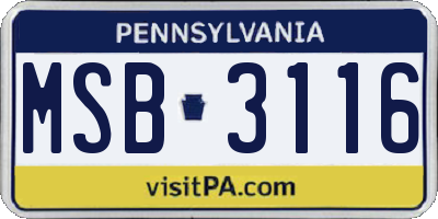 PA license plate MSB3116