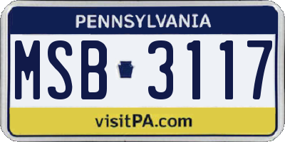 PA license plate MSB3117
