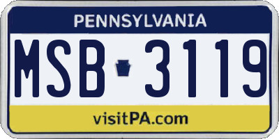 PA license plate MSB3119