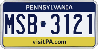 PA license plate MSB3121