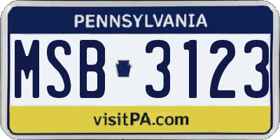 PA license plate MSB3123