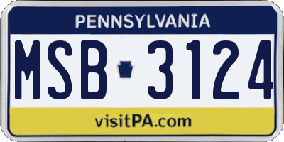 PA license plate MSB3124