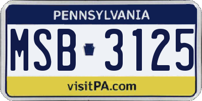PA license plate MSB3125