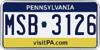 PA license plate MSB3126