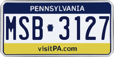 PA license plate MSB3127