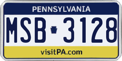 PA license plate MSB3128