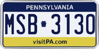 PA license plate MSB3130