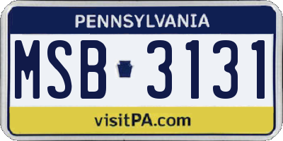 PA license plate MSB3131