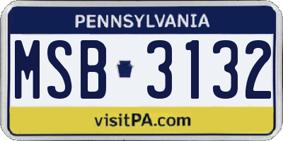 PA license plate MSB3132
