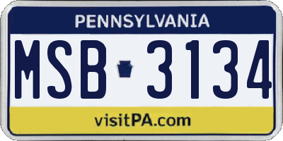 PA license plate MSB3134
