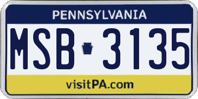 PA license plate MSB3135