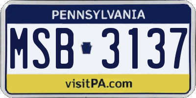 PA license plate MSB3137