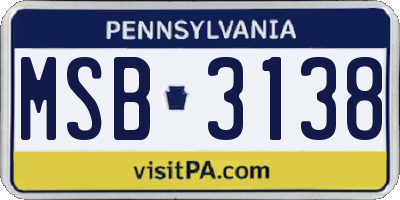 PA license plate MSB3138