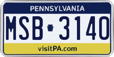PA license plate MSB3140