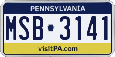 PA license plate MSB3141