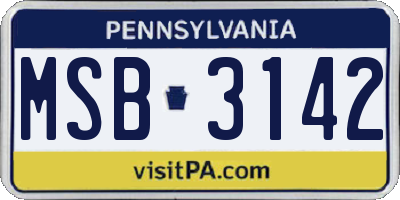 PA license plate MSB3142