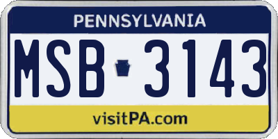 PA license plate MSB3143