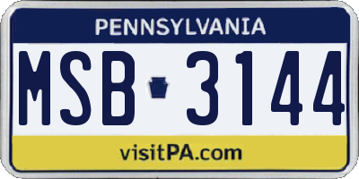 PA license plate MSB3144