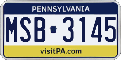 PA license plate MSB3145