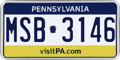 PA license plate MSB3146