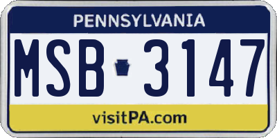 PA license plate MSB3147