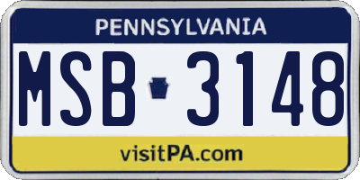 PA license plate MSB3148