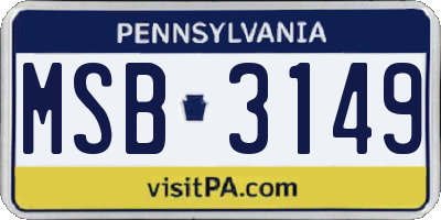 PA license plate MSB3149